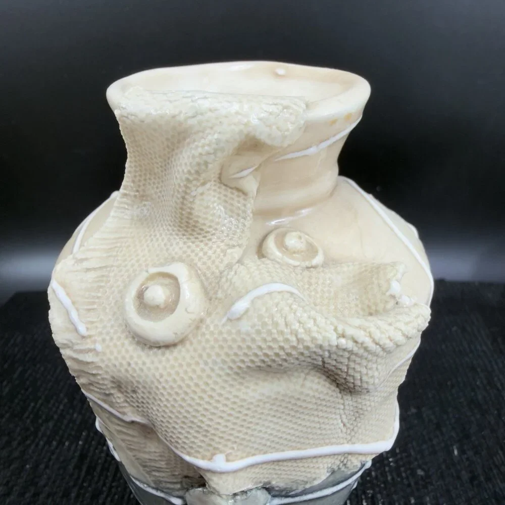 Delicate Ceramic‎ Vase Vessel With Texture Flower Pot Container Vintage Decor